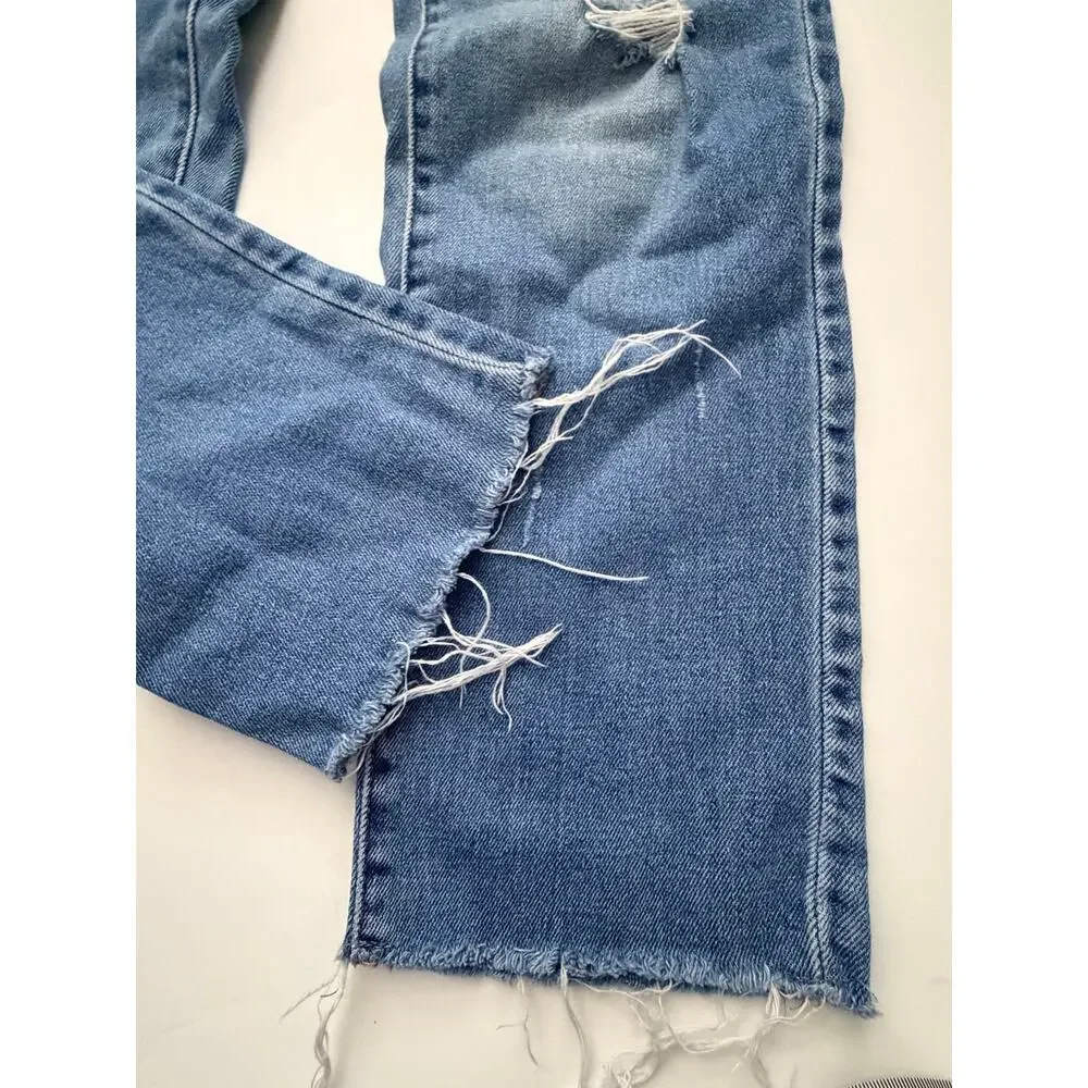 Zara Girls Z1975 Distressed Mid-Rise Denim Jeans